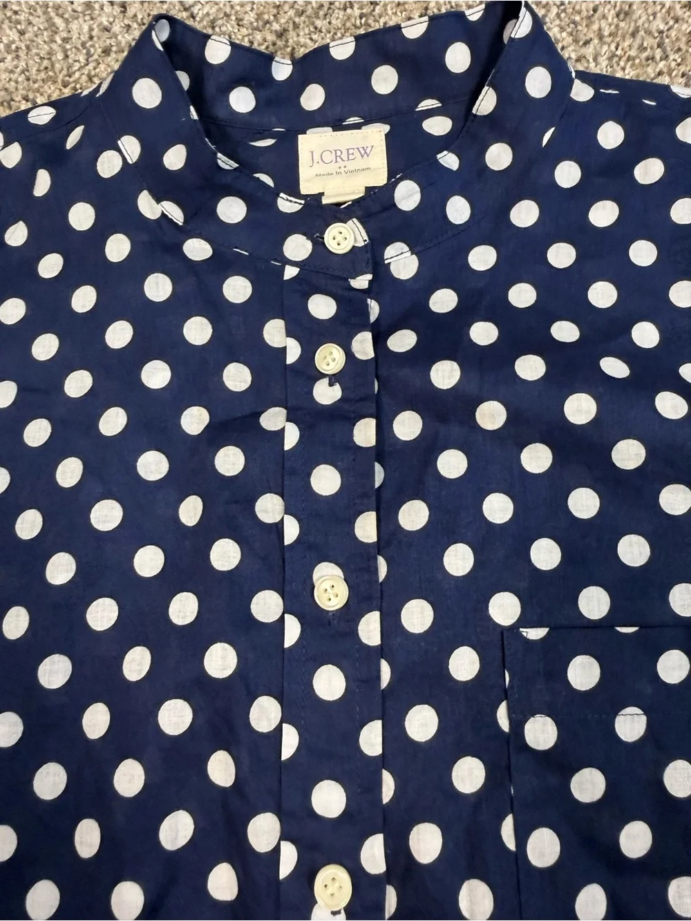 J. Crew Navy Polka Dot Button-Front Tie-Hem Shirt - Picture 6 of 9